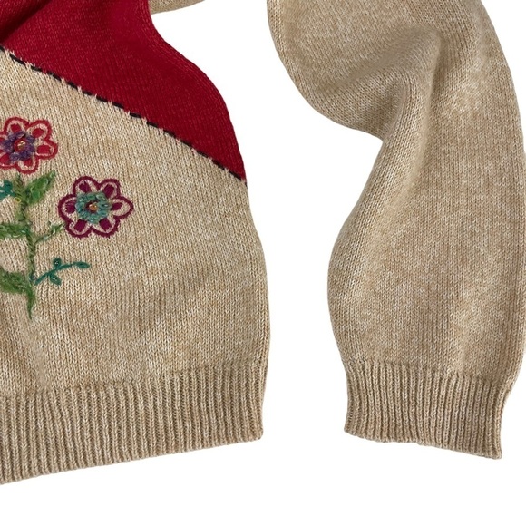 80’s Vintage Alfred Dunner Floral Embroidered Knit Sweater Large - Picture 3 of 11